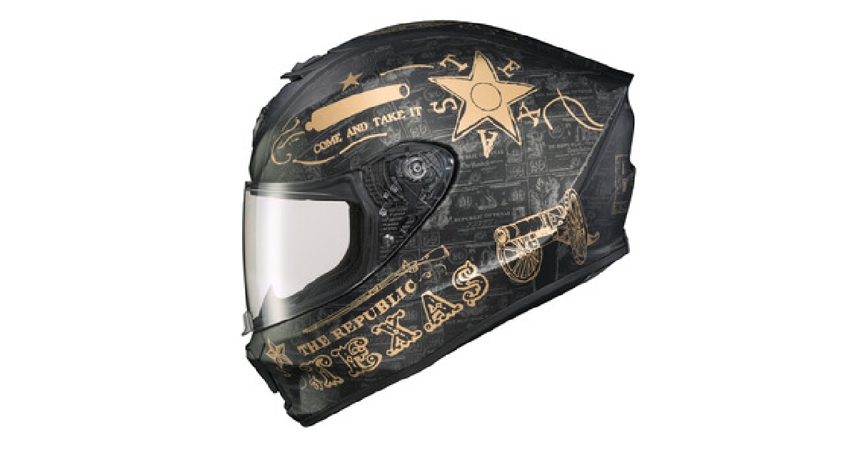 SCORPION EXO EXO-R420 FULL FACE HELMET LONE STAR BLACK/GOLD