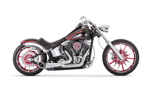 FREEDOM TURNOUT 2-1 CHROME W/BLACK TIP `86-17 SOFTAIL