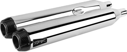 TBR COMP S SLIP-ON TOURING M8 CHROME W/CARBON END CAP