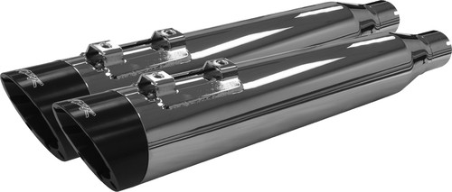 TBR COMP S SLIP-ON TOURING M8 CHROME W/SLASH BLACK END CAP