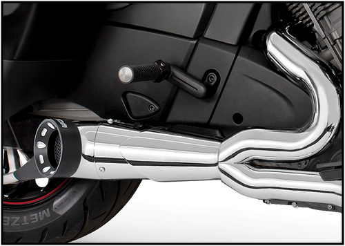 FREEDOM 2-1 TURNOUT SLASH CUT CHROME W/BLK TIP `20-UP CHALLENGER