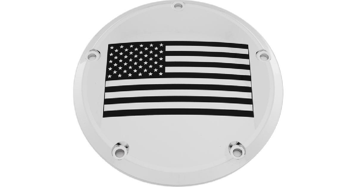 CUSTOM ENGRAVING 6   M8 SOFTAIL DERBY COVER AMERICAN FLAG CHROME