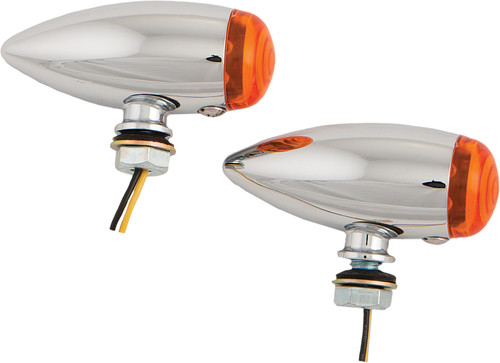 HARDDRIVE LED BULLET MARKER LIGHT CHROME W/AMBER LENS