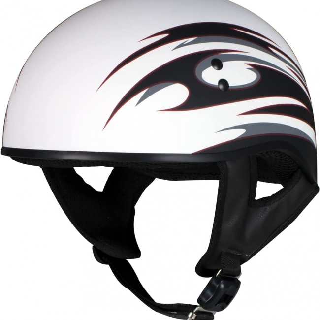 Tribal White DOT Approved Motorcycle Half Helmet
