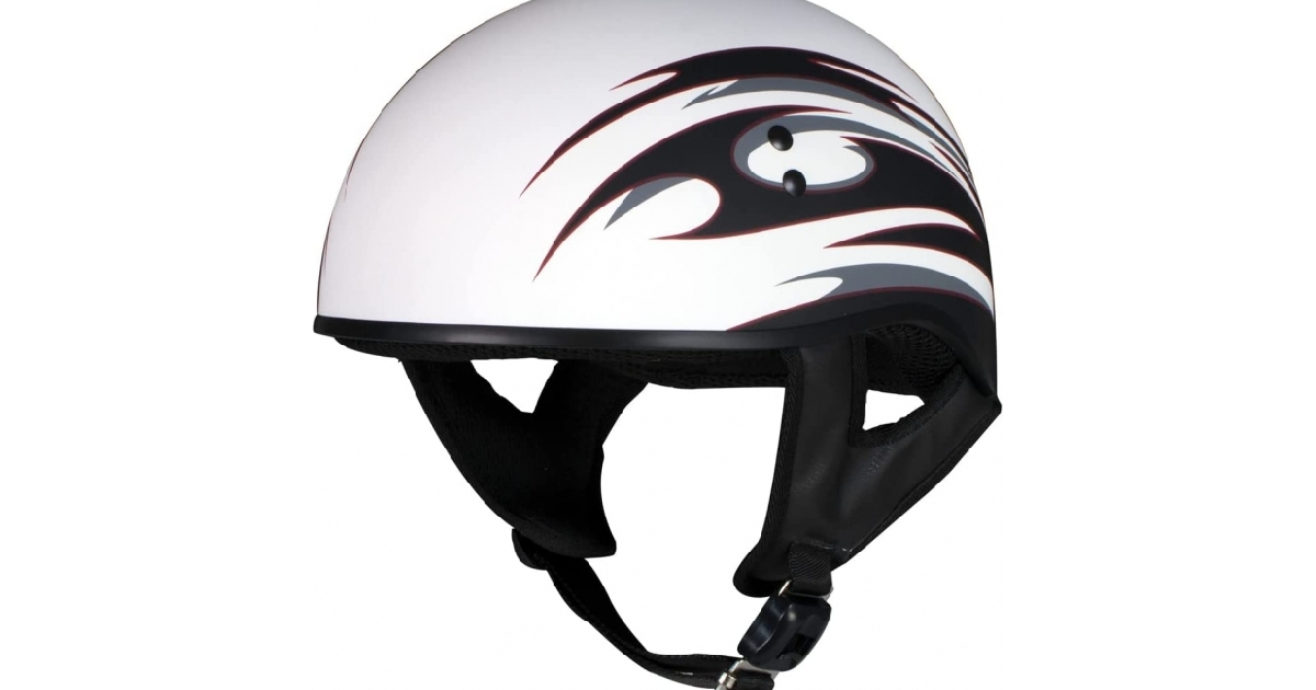 Tribal White DOT Approved Motorcycle Half Helmet
